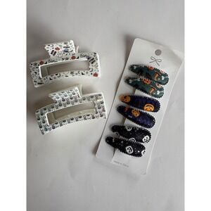 Girls Halloween Hair Accessory Bundle NEW Fall Pumpkin Ghost Claw Clip Snap Clip
